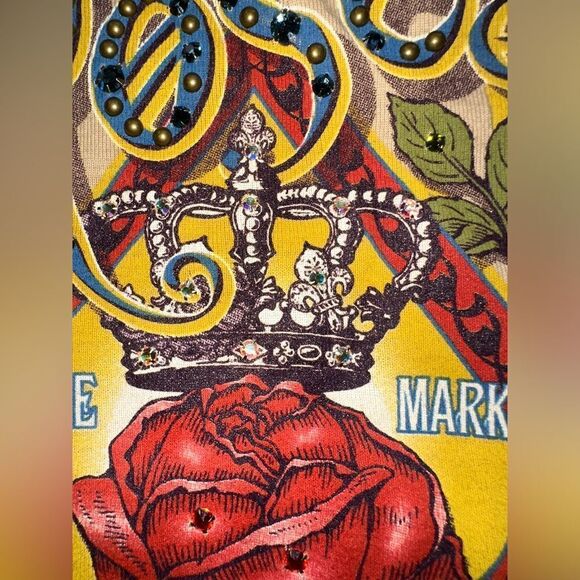 Bejeweled By Susan Fixel Vintage "Crown‎ Roses" M Top NWOT Swarovski crystals - Picture 10 of 12